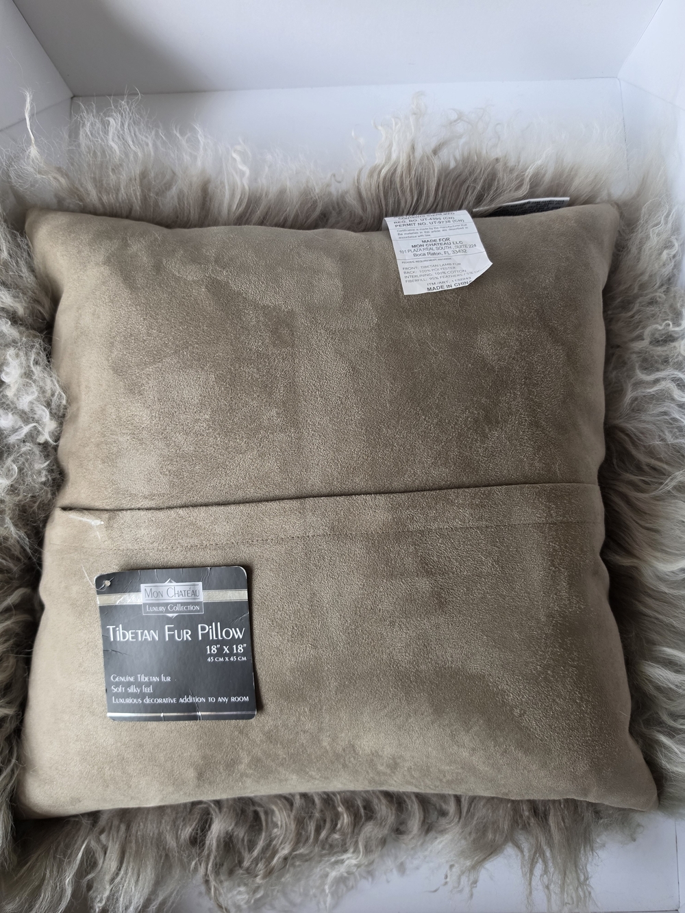 Tibetan Fur Sheepskin Throw Pillow - Picture 5 of 9